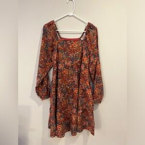 Time and Tru Square Neck Mini Dress in Branch Brown